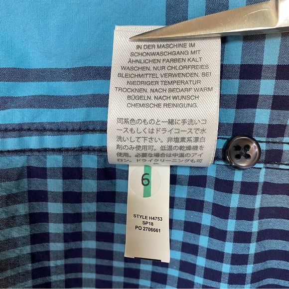 J. Crew Secret Wash Shirting Slim Button Down Plaid Shirt XXL Blue Stretch NWT - Picture 10 of 15